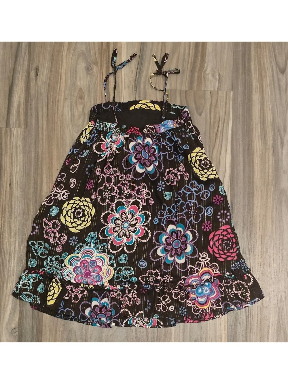 Old Navy Girls Floral Medallion Sundress Large Tie Strap A-Line Dress